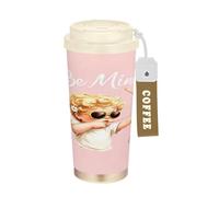 GuoChe Be Mine - Bicchieri da caffè da donna, per San Valentino, con coperchio, in acciaio inox, isolati, per bevande calde e fredde, 500 ml