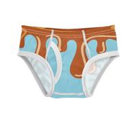 GuoChe Biancheria intima da allenamento per bambini, morbida e carina, 2T, Design a goccia marrone su azzurro, 8 anni