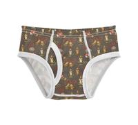 GuoChe Biancheria intima notturna per bambini, in cotone, 2 pezzi, Calza natalizia con campana di candela, marrone, rosso, verde, 3 anni