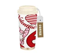 GuoChe Bicchieri da caffè da viaggio con gnomo fard per San Valentino, per donne in viaggio, tazza da caffè con coperchio, in acciaio inox, tazze termiche per caffè caldo e freddo, 500 ml