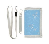 GuoChe Blu chiaro aereo & sentieri di volo modello Trifold Mens Trifold Portafoglio per le donne Nylon Casual Mens Trifold portafoglio con
