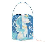 GuoChe Blue Pegasus in Snow Art Yarn Storage Bag Yarn Project Bag with Holes Travel Storage for Knitting Kit Knitting Supplies