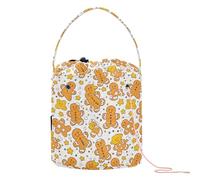 GuoChe Borsa a secchiello per lavori a maglia con motivo omini di pan di zenzero, con fori, per lavori a maglia