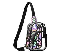 GuoChe Borsa a tracolla in PVC trasparente, resistente, dimensioni compatte, cinghia regolabile, multi scomparto grande tasca principale, facile, Fantasy Creature Numeri Matematica Giorno Indietro
