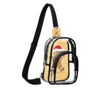 GuoChe Borsa a tracolla in PVC trasparente, resistente, dimensioni compatte, cinghia regolabile, multi scomparto grande tasca principale, facile, Divertente pan di zenzero che balla di Natale, Taglia