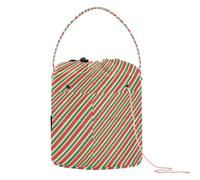 GuoChe Borsa a tracolla natalizia rossa e verde a righe all'uncinetto con fori per riporre gli aghi per l'uncinetto