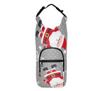 GuoChe Borsa a tracolla per bottiglia d'acqua, con Babbo Natale, fiocchi di neve, grigio, salvaspazio, per escursionismo, portabottiglie a tracolla, adatta per bottiglie da 590 ml, 680 ml, 907 g, 1134