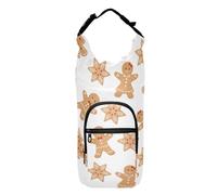 GuoChe Borsa a tracolla per bottiglia d'acqua con simpatici omini di pan di zenzero fiocchi di neve alberi di Natale pieghevole isolato porta bottiglia d'acqua borsa per il trasporto per escursioni,