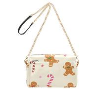 GuoChe Borsa a tracolla piccola per le donne in pelle vegana da donna borse a tracolla con cerniera borsa da donna tracolla omino pan di zenzero modello natalizio