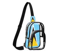 GuoChe Borsa a tracolla trasparente trasparente trasparente in tessuto resistente, dimensioni compatte, cinghia regolabile multi scomparto anteriore, Bandiera nazionale di Santa Lucia, One Size