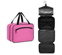 GuoChe Borsa da appendere per le donne da viaggio con gancio, borsa pieghevole per spazzola di design per crociera viaggio hotel estuche para maquillaje M, Hot Pastel Tinta unita Pure Plain, Large