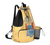 GuoChe Borsa da campeggio con coulisse da spiaggia con tasca per bottiglia d'acqua Cinch Back Sack impermeabile, Bandiera dello stato del New Jersey, One Size, Zaini per bambini