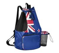GuoChe Borsa da palestra con coulisse Borsa da palestra con tasche Cinch Back Sack Dry Wet Separazione Bandiera nazionale della Nuova Zelanda