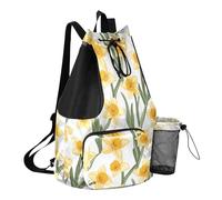 GuoChe Borsa da piscina da uomo con coulisse e tasca per bottiglia d'acqua impermeabile, Graziosi narcisi gialli, One Size, Zaini per bambini