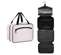 GuoChe Borsa da toilette appesa per le donne con gancio, borsa cosmetica chic di design per il viaggio must haves viaggio estuche de maquillaje para mujer M, Blush Pastello Tinta unita Pure Plain