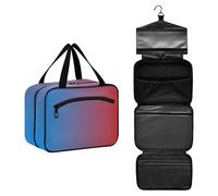 GuoChe Borsa da toilette da appendere per gli uomini viaggiano con gancio, accessori di design borsa da toilette appeso per viaggiare donne bagno bolso de para mujer M, Blu Rosso Gradiente, Large