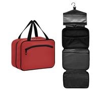GuoChe Borsa da toilette da viaggio da appendere per le donne con gancio, borse da barba espandibili di design per gli uomini per il viaggio essenziale viaggio bolso viajero para mujer M, Rosso fuoco
