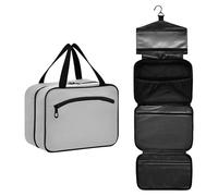 GuoChe Borsa da trucco da appendere da viaggio con gancio, kit essenziale di design borsa per gli uomini per il viaggio deve campeggio bolsa para guardar maquillaje M, Argento Neutro Tinta unita Pure