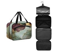 GuoChe Borsa da trucco da appendere per viaggi con gancio, borse cosmetiche di design per viaggi in crociera campeggio estuche para maquillaje M, Marmo Verde Salvia Borgogna, Large, Colorato