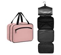 GuoChe Borsa da viaggio appesa con gancio, borsa da trucco compatta da appendere per accessori da viaggio per le donne bagno bolsas de maquillaje para mujer M, Oro rosa Tinta unita Pure Plain, Medium