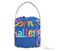 GuoChe Borsa da viaggio con scritta "Born to Challenge", borsa da viaggio per filato e uncinetto