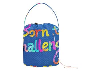 GuoChe Borsa da viaggio con scritta "Born to Challenge", borsa da viaggio per filato e uncinetto