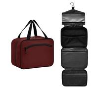 GuoChe Borsa da viaggio da appendere borsa cosmetica con gancio, kit di articoli da toeletta di moda di design per i viaggiatori palestra bolsas de maquillaje para mujer M, Borgogna Tinta unita Pure