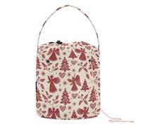GuoChe Borsa da viaggio natalizia color crema marrone con angelo, agrifoglio, con fori, borsa da viaggio per uncinetto e uncinetto