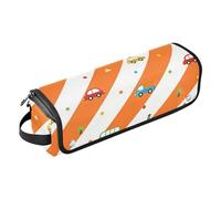 GuoChe Borsa da viaggio per attrezzi per capelli e tappetino resistente al calore con cerniera portatile da viaggio per straigheners, ferro arricciacapelli, asciugacapelli, auto allegra e strisce