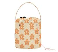 GuoChe Borsa da viaggio per lavori a maglia, con motivo natalizio con omini di pan di zenzero, con fori, per lavori a maglia, da viaggio