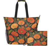 GuoChe Borsa da viaggio resistente all'acqua per il viaggio | Fiore di papavero rosso con Lady Beetle Safari