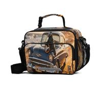 GuoChe Borsa per il pranzo con motivo auto vintage con corvo, impermeabile, a prova di perdite, riutilizzabile, isolata, con tracolla regolabile, grande borsa termica per il pranzo, per lavoro, viaggi