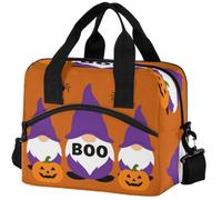 GuoChe Borsa per il pranzo isolata per adulti Spooky Halloween gnomi zucca web modello bug strega Boo