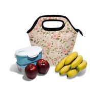 GuoChe Borsa per il pranzo per bambini con stampa leopardata in lamina d'oro rosa che si fondono perfettamente l'una nell'altra borsa per il pranzo per bambini con manico curvo, borsa termica morbida