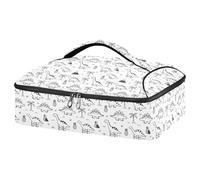 GuoChe Borsa per lasagne impermeabile e antimacchia per utensili e tovaglioli, per feste e barbecue, per tutte le occasioni, con dinosauro, ananas, nero e bianco