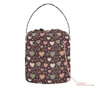 GuoChe Borsa per lavoro a maglia con cuori viola e stelle di agrifoglio all'uncinetto borsa per lavoro a maglia con fori per filato per kit di lavoro a maglia accessorio all'uncinetto