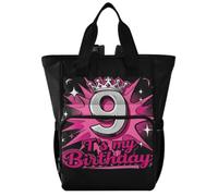 GuoChe Borsa per pannolini zaino Dobby Nylon Multi Pocket Travel Baby Bag | 9 È il mio compleanno 9 Jahre Alte Geschenke Zum 9. Geburtstag Für M?dchen