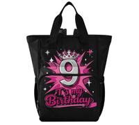GuoChe Borsa per pannolini zaino Dobby Nylon Multi Pocket Travel Baby Bag | 9 È il mio compleanno 9 Jahre Alte Geschenke Zum 9. Geburtstag Für M?dchen