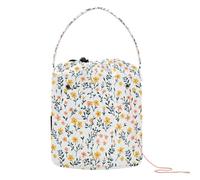 GuoChe Borsa per riporre i filati con piccoli fiori gialli borsa portatile per aghi da maglia organizer per artigianato