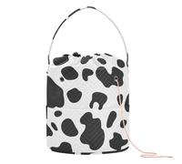 GuoChe Borsa per uncinetto con stampa leopardata bianca e nera, borsa per filato e uncinetto portatile per progetti di lavoro a maglia con palline di filato
