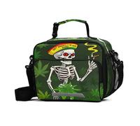 GuoChe Borsa portapranzo con scritta "Don't Worry Be Happy", motivo teschio, resistente all'acqua, riutilizzabile, con tracolla regolabile, contenitore termico per il pranzo, per lavoro, viaggi