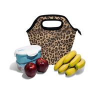 GuoChe Borsa termica per il pranzo con stampa leopardata verde scuro con manico curvo carino portapranzo a tenuta stagna morbido lato borsa frigo per ufficio viaggi