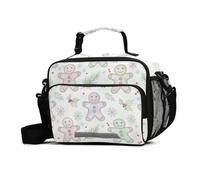 GuoChe Borsa termica per il pranzo, motivo omino di pan di zenzero, impermeabile, per adulti, con tracolla regolabile, contenitori per il pranzo per lavoro, picnic, spiaggia
