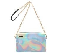 GuoChe Borse a tracolla blu olografiche piccole per le donne borsa in pelle vegana borsa a tracolla con cerniera per viaggio