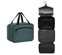 GuoChe Borse cosmetiche appese con cerniera con gancio, borsa kit espandibile di design per gli uomini per le donne crociere bolsas para maquillaje de mujer M, Grigio ardesia scuro verde, Large