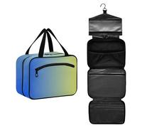 GuoChe Borse cosmetiche da appendere per le donne viaggiano con gancio, designer unisex make up borse per i viaggiatori bagno bolso de mano para hombre M, Giallo Blu Gradiente, Medium, Colorato