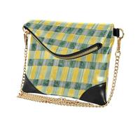 GuoChe Borse da polso da donna PU pochette borse a tracolla alla moda per Lady giallo lime - verde pied de poule moderno