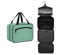 GuoChe Borse da toilette da viaggio da appendere per le donne con gancio, kit da barba carino designer per gli elementi essenziali da viaggio per le donne hotel kit de para mujer M, Verde Salvia Tinta