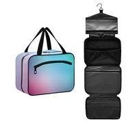 GuoChe Borse da viaggio appese con gancio, Designer Essentials borsa trucco grande capacità per le donne must haves kit de para mujer M, Teal Sfumato Blu Pastello Colorato Sfocato, Medium, Colorato