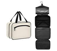GuoChe Borse da viaggio appese per le donne con gancio, borsa essenziale per la cura della pelle di design per le donne viaggio bagno porta cosmeticos mujer para cartera M, Bianco antico., Medium
